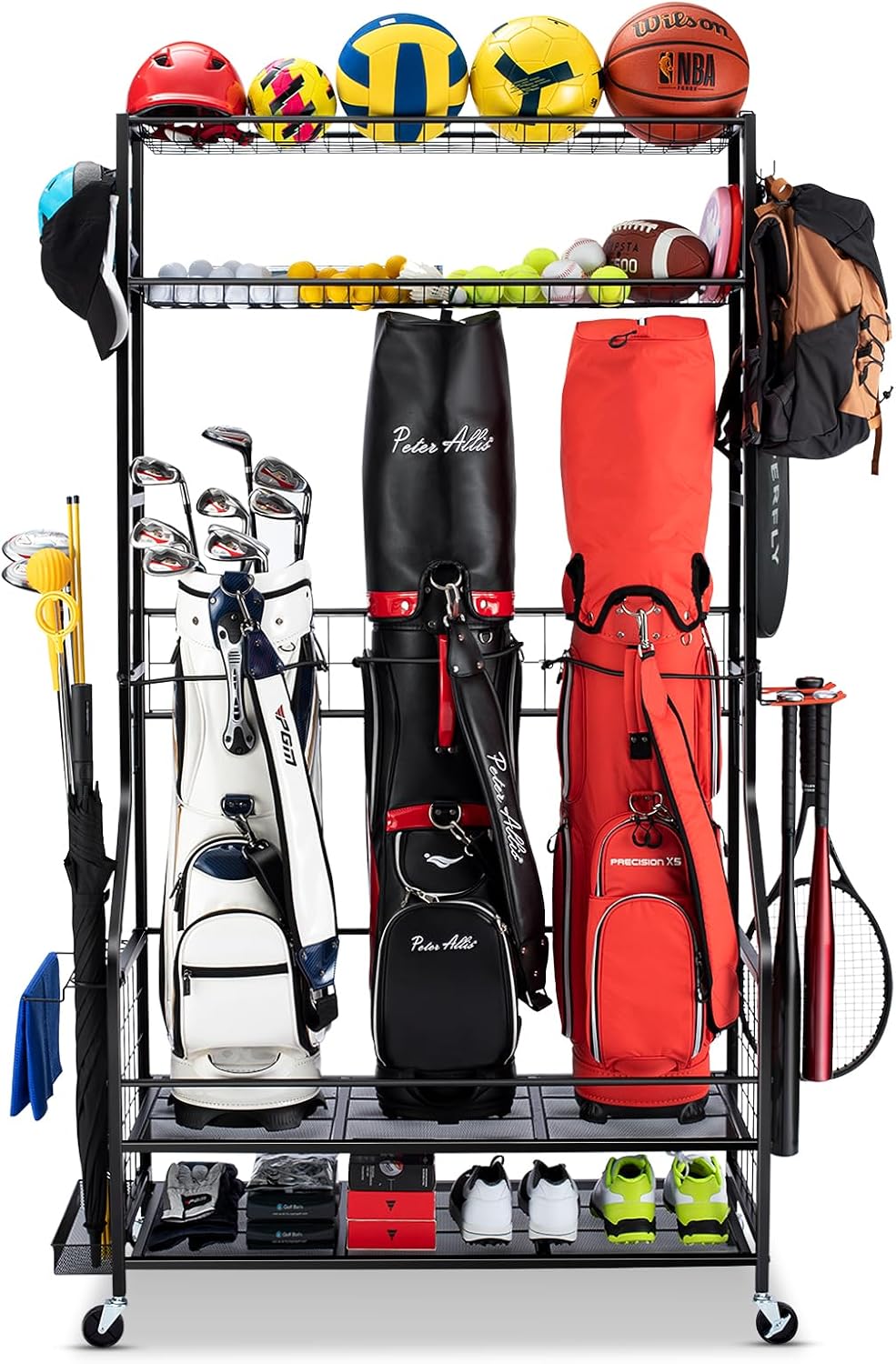 Golf Equipment Organizer For Garage - Golfbag opbergorganizer rek, zwaarlast garage-uitrusting standaard