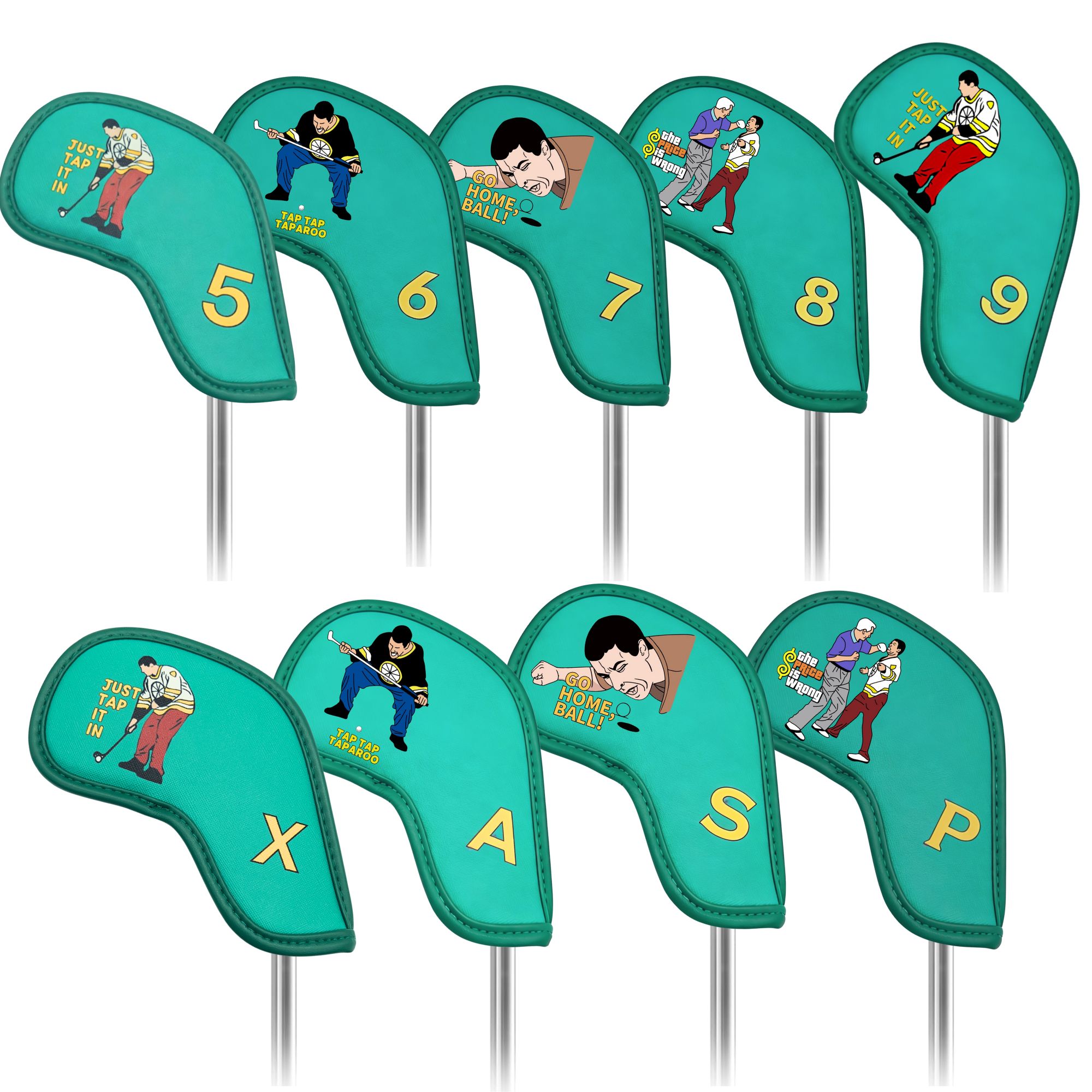 Golf Equipment Organizer - 9 stuks golfijzerhoezen met grappig cartoonontwerp,