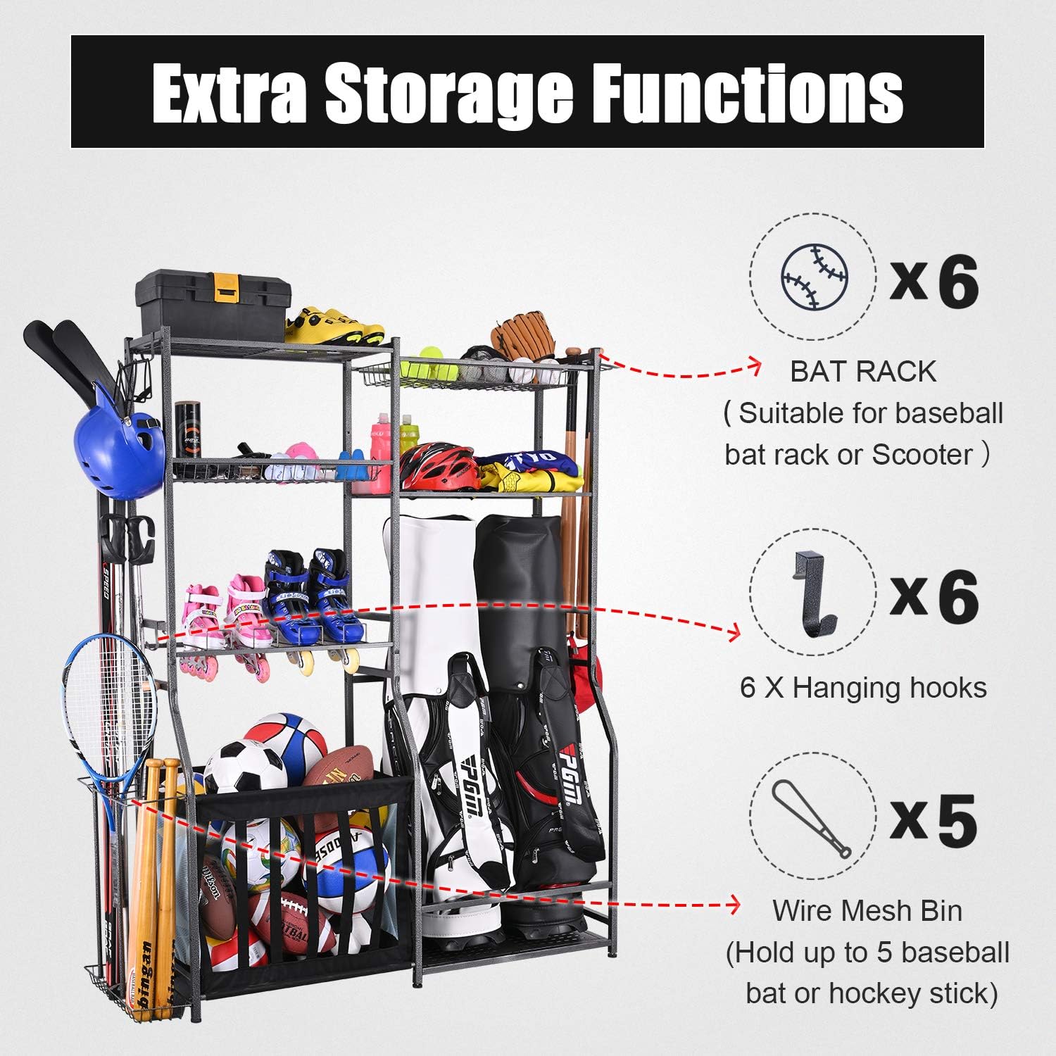 Garage sportartikelen opbergst - Golf Equipment Organizer For Garage recensie en prijs