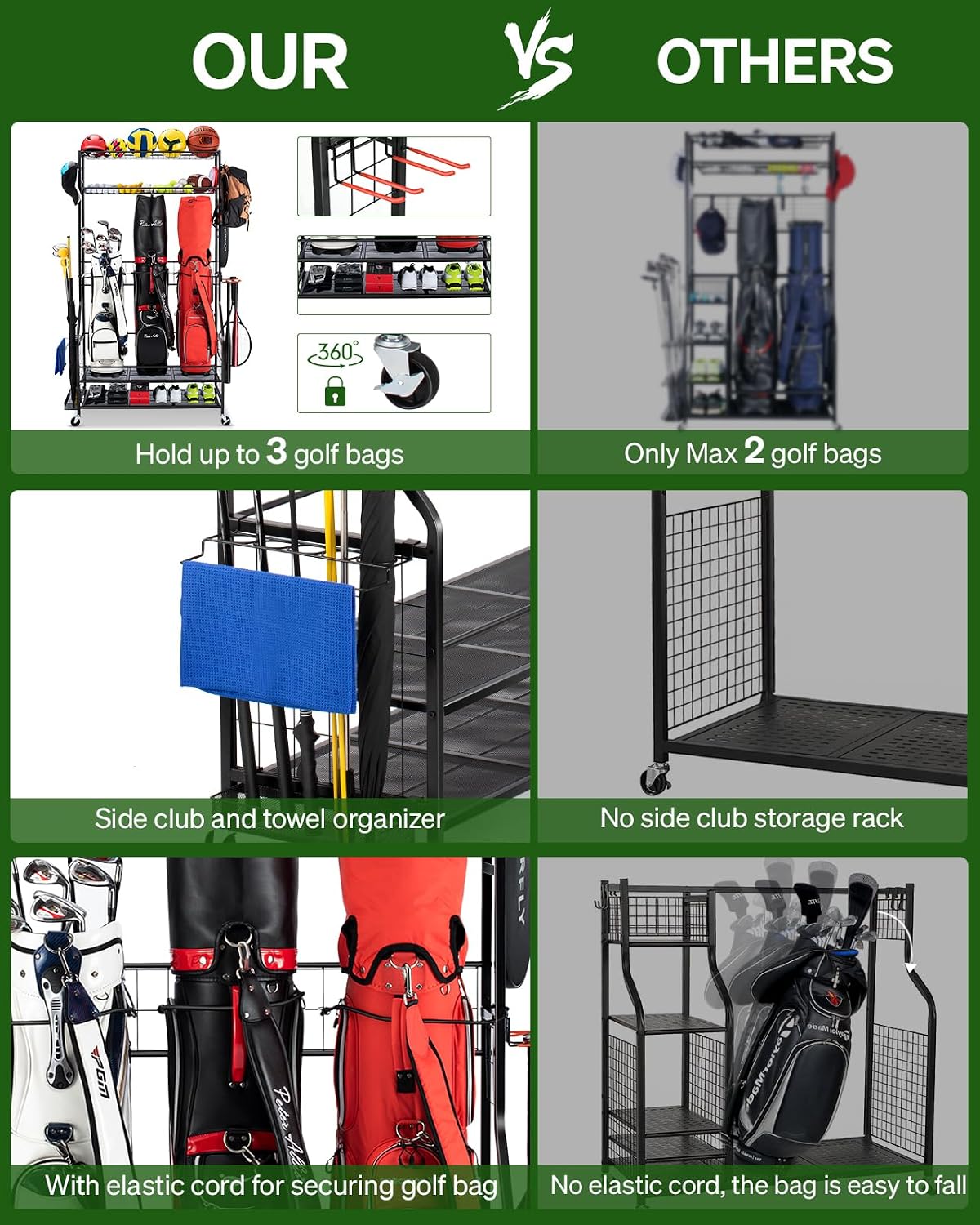 Golfbag opbergorganizer rek, z - Golf Equipment Organizer For Garage recensie en prijs