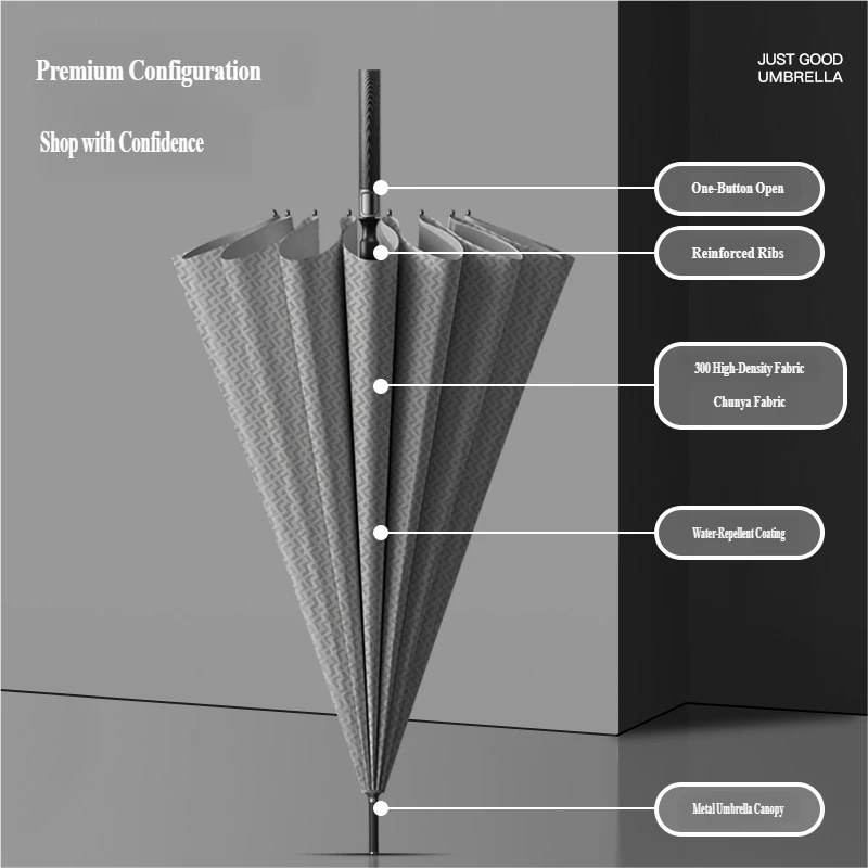 16-Rib Automatische Carbon Fib - Golf Umbrella Large recensie en prijs